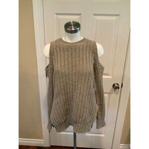 BCBG Max Azria "Tressa" Light Brown Cold Shoulder Sweater, Size XS
